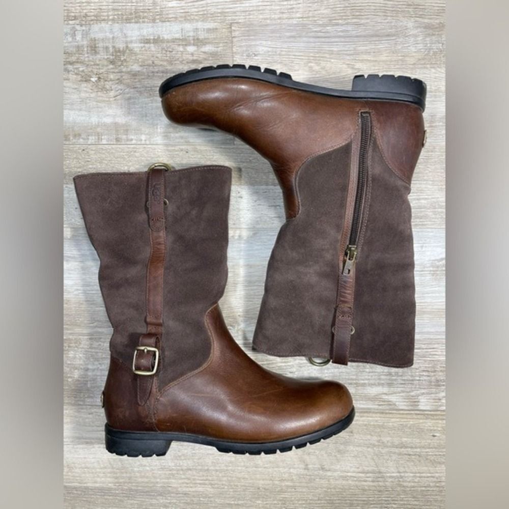 UGG Waterproof, 100% wool lined Bellvue Boots W/8 Brown Leather & Suede 1001926 - Picture 2 of 16